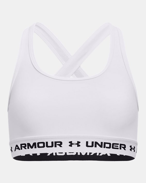 Girls' UA Crossback Sports Bra, White, pdpMainDesktop image number 0